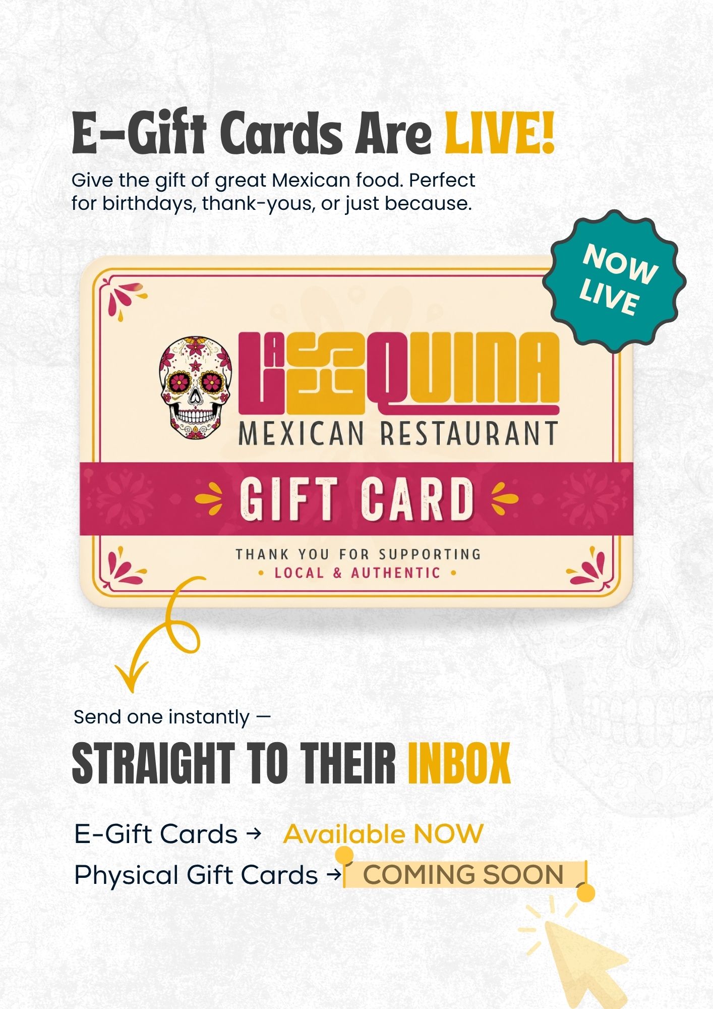 E-Gift Cards Are LIVE! 🎉