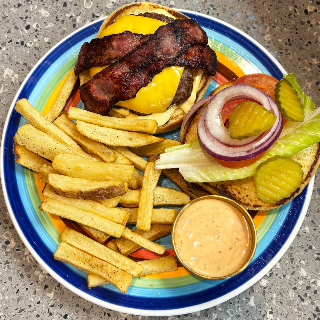 House Cheeseburger/ fries