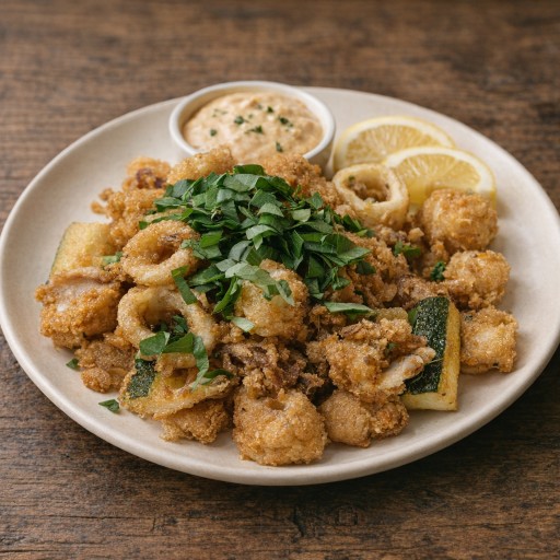 Calamari Rings with Basil & Zucchini