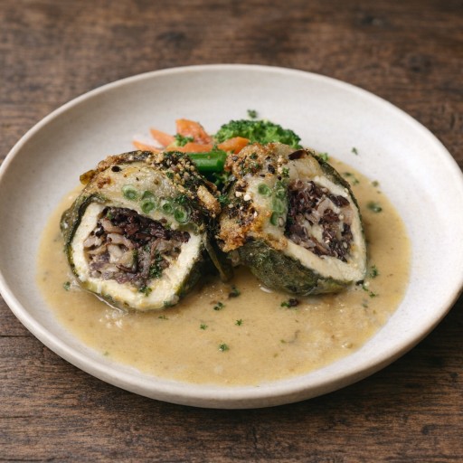 Vegetarian Stuffed Tofu with Mixed Veg