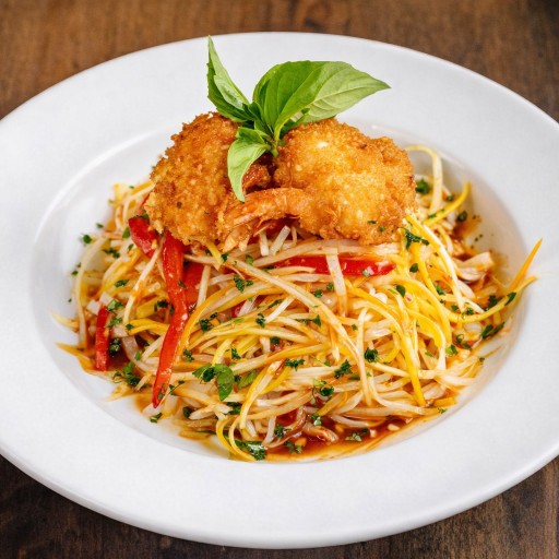 Green Papaya Salad with Fried Prawns