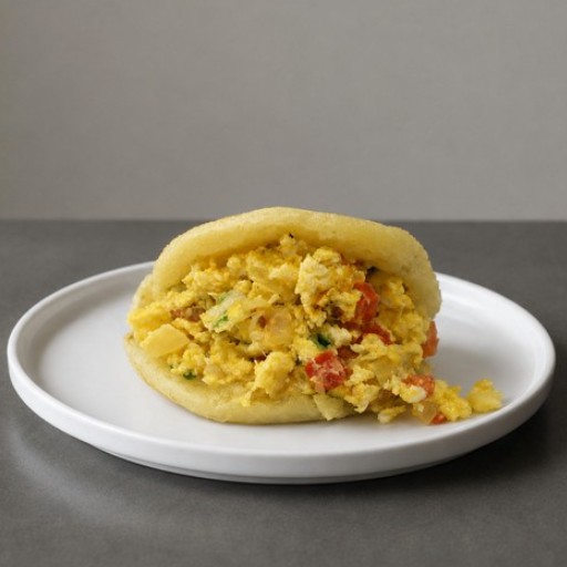 Arepa Egg with Tomato and Onion