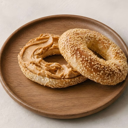 Peanut Butter Spread on a Bagel