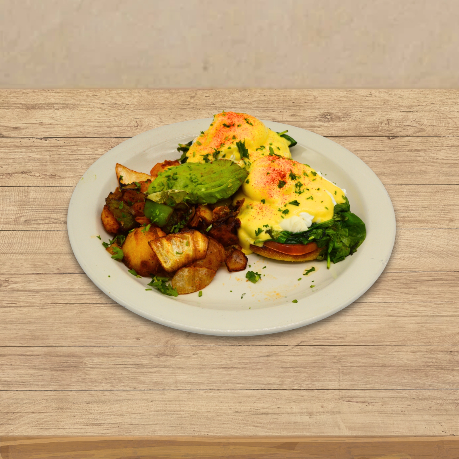 Benedicts Tomato Spinach Avocado